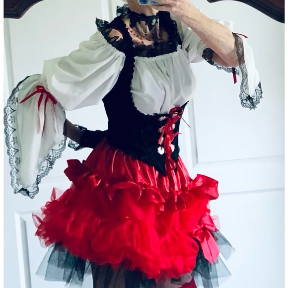 Peasant blouse, peasant top, 100% cotton, Embroidered handkerchief sleeve lace S - Picture 5 of 9